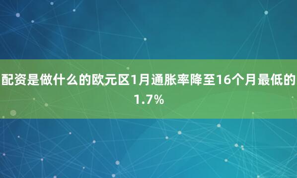 配资是做什么的　　欧元区1月通胀率降至16个月最低的1.7%