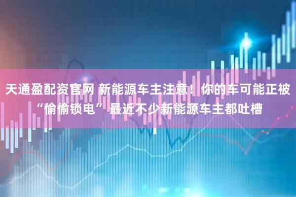 天通盈配资官网 新能源车主注意！你的车可能正被“偷偷锁电” 最近不少新能源车主都吐槽